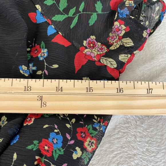 Studio 1940‎ Dark Floral Blouse Women L Black Red Smocked Cottagecore Whimsigoth - Picture 8 of 9